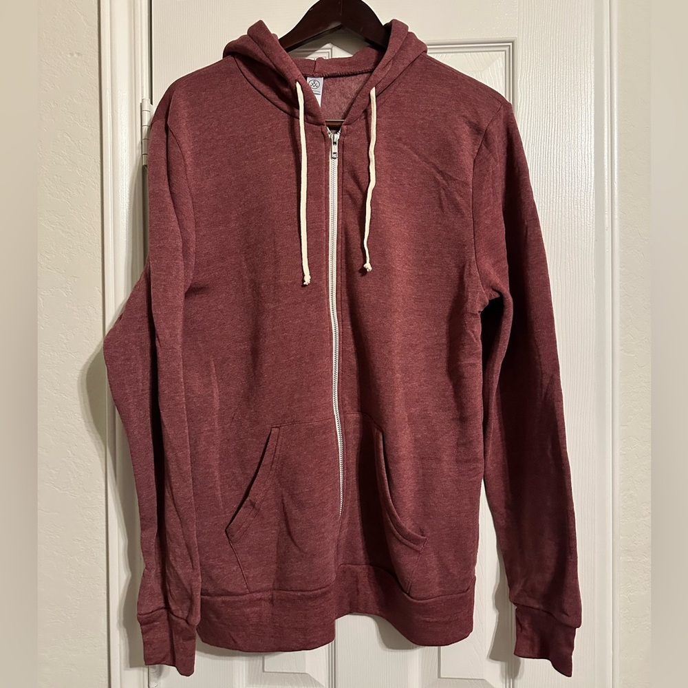 Alternative - Men's Burgundy  Full Zip Hoodie Sweatshirt, Size X-Large